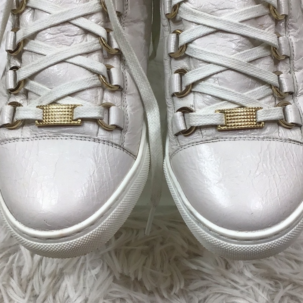 Balenciaga Arena white crinkle leather high top sneakers in box 37 - Picture 4 of 12